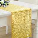 RUDONG M 1 Pack Gold Sequin Table Runner 12 x 108 Inch, Rectangle Glitter Table Runner Dining Table Centerpiece Decorations for Weddings, Banquet, Holiday, Birthday Party