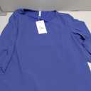 Neineiwu Womens Casual Scoop Neck Loose Top 3/4 Sleeve Chiffon Blouse Shirt Tops (Blue, M)