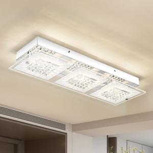 Crystal Ceiling Light Flush Mount Rectangle Ceiling Light Fxiture Modern Hallway Light LED Dimmable 4000K for Kitchen, Bathroom, Bedroom, 18W
