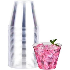 RACETOP 9 oz 50 packs Clear Disposable Plastic Cups, Durable Plastic Cups Tumblers, Perfect for Parties, Wedding and Festival Events