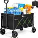 Hikenture Collapsible Wagon Cart with Wheels, 220 lbs Foldable Wagon | 9 lbs Lightweight Portable Utility cart, All Terrain Folding Wagon for Grocery Shopping, Garden, Sports, Camping, Daily Use