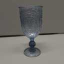 100 Pcs Plastic Goblets 7.5oz Vintage Goblet Plastic Wine Glasses Colored Retro Embossed Water Goblets for Wine Bar Juice Baby Shower Wedding Reception Grand Event Party (Blue)