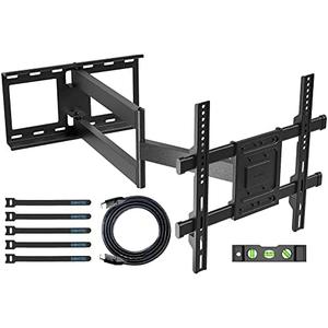 BONTEC TV Wall Mount, Extra Long Articulated Arm for 32-70 Inch TVs, Full Motion, 132lbs Capacity, Tilt, Swivel, Level Adjustment, VESA 400x400mm, Corner Mount, Space-Saving, Easy Installation