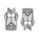 2pcs V Groove Wheel Stainless Steel Heavy Duty Wire Rope Pulley Block Sliding Gate Rollers Double Bearing Plate Caster Solid Track Rollers Wheels Fence Gate Wheel