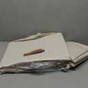 StorageWorks Large Storage Bins with Lids, Decorative Storage Boxes with Lid and PU Handles, Foldable Storage Baskets for Closet, Shelves, Stackable, Ivory, 3-Pack