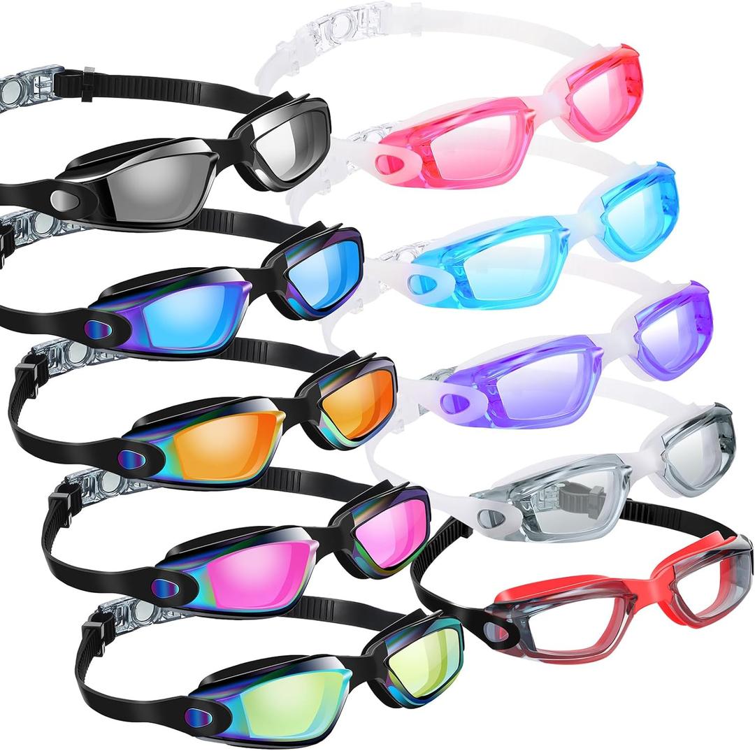 Konohan 10 Pack Swim Goggles for Kids Adults Anti Fog No Leak Silicone Swimming Goggles Glasses Ear Plugs Nose Clips for Pool