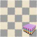 qqpp EVA Rubber 18 Tiles Interlocking Puzzle Foam Floor Mats - Baby Play Mat for Playing | Exercise Mat for Home Workout. Beige, Gray. QC-JLb18N