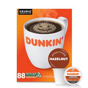 Dunkin’ Hazelnut Artificially Flavored Coffee, Keurig K-Cup Pods, 88 Count, MAR 21 2027