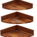 Demigo Corner Shelf Wall Mount Set of 3, Solid Acacia Wood Round Floating Corner Shelves for Storage and Display, Hanging Wood Shelves for Bedroom, Kitchen, Living Room, Bathroom (Brown)