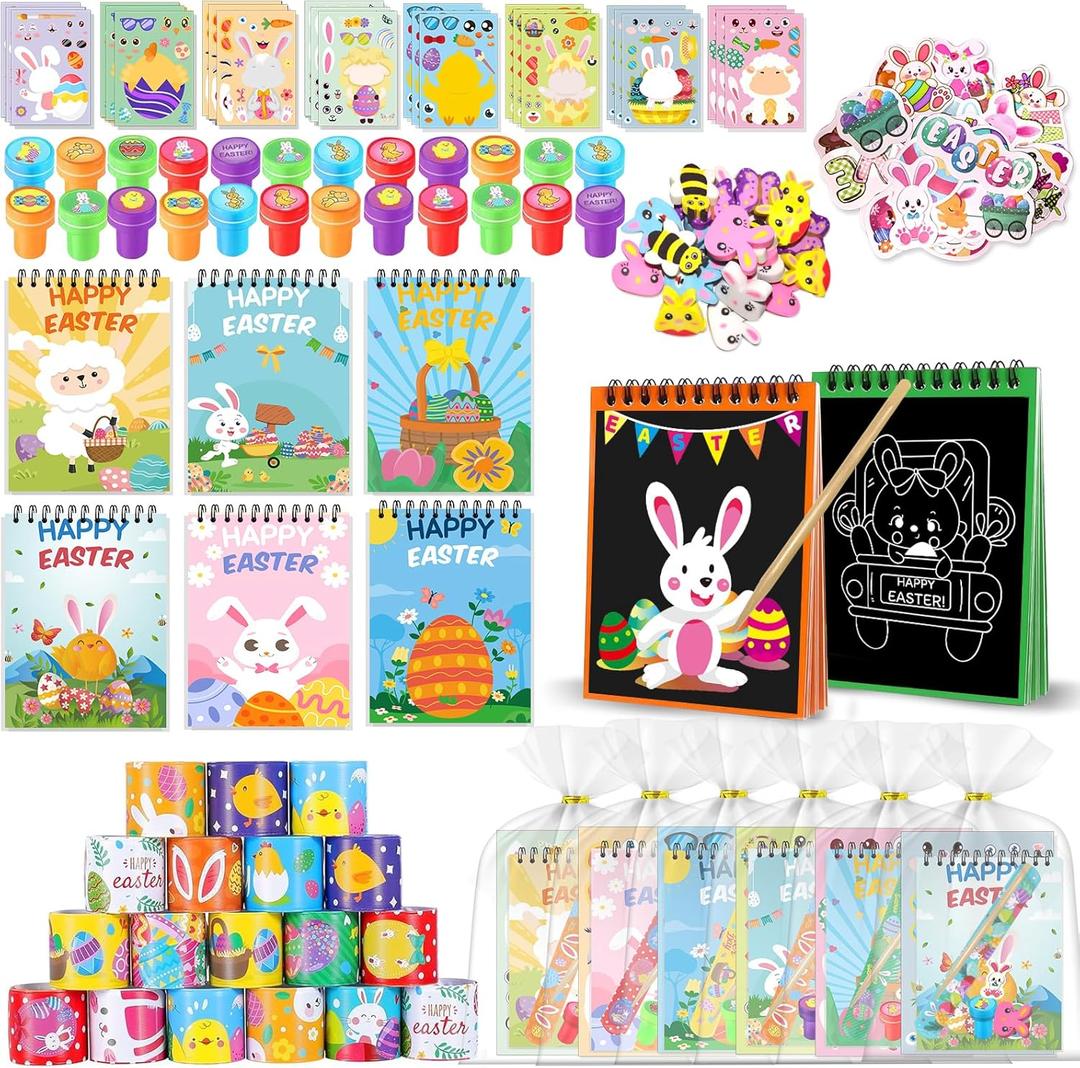 192 Easter Party Favors for Kids, 24 Pack Scratch Books Set Toys Bulk for Classroom Gifts Prizes, Easter Goodie Bags Stuffers Fillers for Boys Girls Student Party Crafts(scratch set)