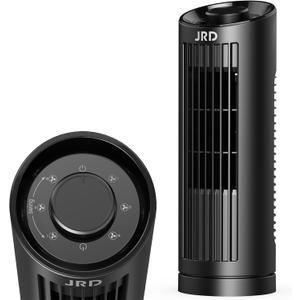 JRD 13" Tower Fan for Bedroom, 23ft/s Bladeless Desk Fan with 3 Speeds, 80 Degree Oscillating, Quiet Operation, Compact & Portable Table Fan for Bedroom Home Office Desktop (13 inch Knob, Black)