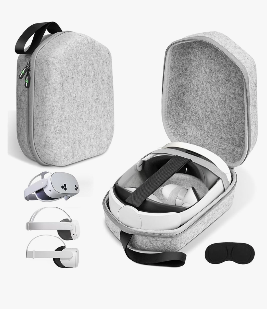 sarlar Hard Carrying Case Compatible with Meta Quest 3S/Quest 3/Oculus Quest 2/Vision Pro Official Original/Elite Strap VR Headset and Controller Accessories, Suitable for Travel and Home Storage