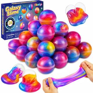 24 Pack Easter Day Gifts for Kids, Galaxy Slime Balls Soft DIY Toys for Easter Party Favors, Class Party Favors Classroom Gifts Prize