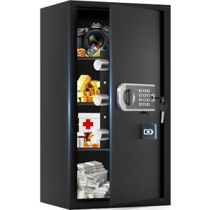 27.56"H Steel Safe Box, 6.0 Cuft Home Safes with Fireproof Waterproof Bag, Digital Security Safes with Programmable Keypad Keys, Smart Alert, Mute Mode, Anti-theft Safety Box for Documents Valuables