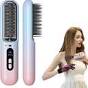 BEAUTYOVO Travel & TSA-Friendly Cordless Hair Straightener Brush - Professional Straightening Brush for On-The-Go | 65W Fast Charge in 30 Min | 6 Heat Settings & 300M Ions for Frizz-Free Salon Finish