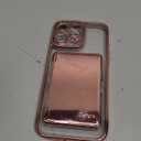 Meifigno for iPhone 16 Pro Max Case Wallet (3-4 Cards & Cash), Built-in Mirror & Kickstand, Surround Raised Lens Protection, Metal Plating Glossy for 16 Pro Max Case with Card Holder Women, Rose Gold
