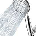 High Pressure Shower Head with Handheld, JDO 6 Spray Settings Handheld Showerhead, 4.3" High Flow Rain Showerhead Set with 59" Stainless Steel Hose and Adjustable Bracket for Bathroom, Gym, Hotel
