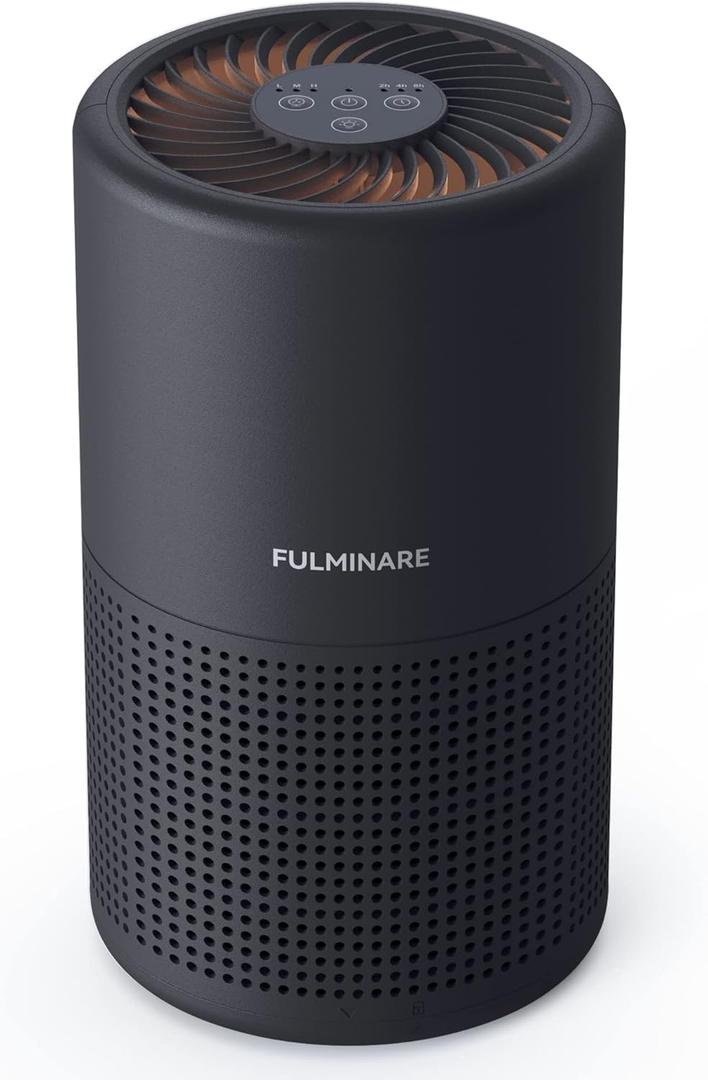 Air Purifiers for Bedroom, FULMINARE H13 True HEPA Air Filter, Quiet Air Cleaner With Night Light,Portable Small Air Purifier for Home, Office, Living Room Black