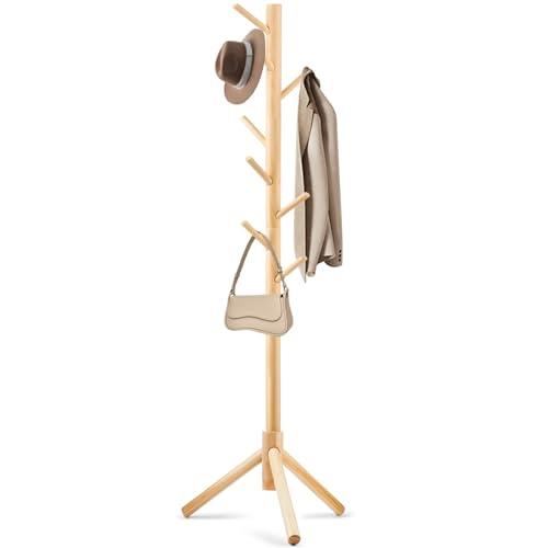 WANGMUXIA Coat Rack, Freestanding Coat Rack with 8 Hooks and 3 Adjustable Size Tree Coat Racks for Bedroom, Hallway, Entrance, Office, for Hats, Coats, Scarves, Handbags