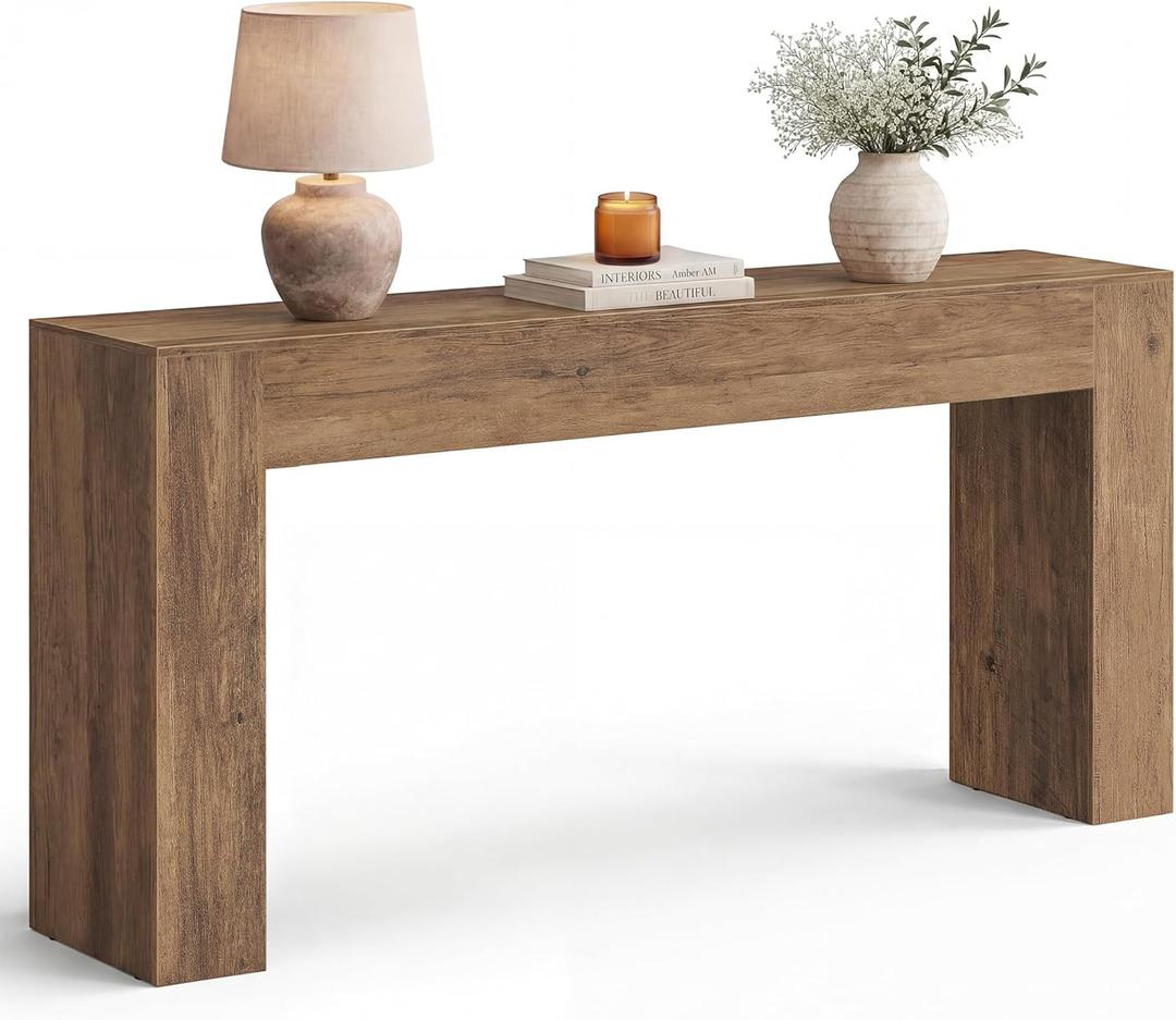 VASAGLE Entryway Table, Long Console Table, Thick Tabletop, Farmhouse Style, for Hallway, Behind the Couch, Living Room, Foyer, Easy Assembly, 11.8 x 63 x 31.5 Inches, Honey Brown ULNT147KB01S