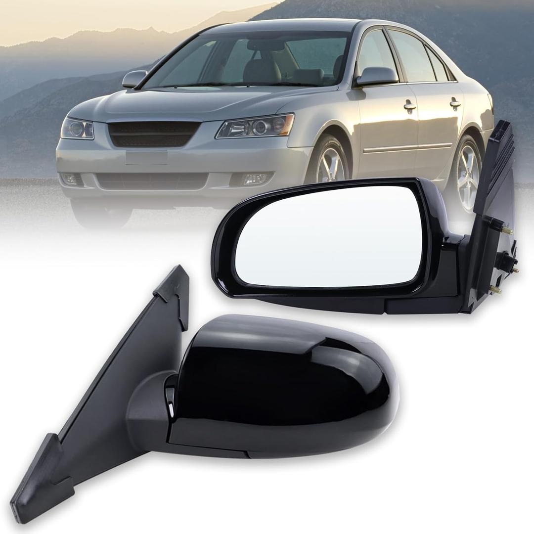 Left Driver Side Mirror Compatible with 2006 2007 2008 2009 2010 Hyundai Sonata With Power Glass Manual Folding Heated Black Replace#87610-0A000(5Pins)