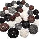 Patelai 36 Pcs Wicker Rattan Balls Decorative Balls for Vase Centerpiece Bowls Orbs Filler for Home Decor,4 Sizes(White, Dark Gray, Brown, Black)