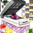 Mueller Vegetable Chopper Mandoline Slicer, Food Veggie Chopper, Cheese Grater, Onion Vegetable Cutter with Container, Dicer, Kitchen Gadgets & Essentials, White Sand/Grey