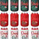 12 Pcs Christmas Can Cooler Sleeves 12 oz Drink Me Beer Drink Bottle Cooler Sleeves Reusable Beverages Can Insulated Covers for Soda Drinks Christmas Holiday Party Supplies