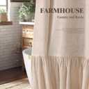 Extra Long Shower Curtains 90 Inch Farmhouse with Ruffle Hem Linen Beige Shower Curtains for Bathroom Country Vintage Rustic Natural Fabric, 72" W x 90" L