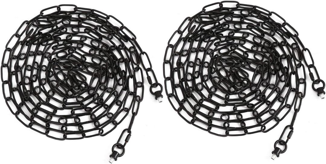 2 Pack 19ft Heavy Duty Chain for Light Fixture, Pendant Light Extra Chain Permits Installation of Chain-Hung Fixtures on High Ceilings with Max Fixture Weight of 65 Pounds, Black, LS580