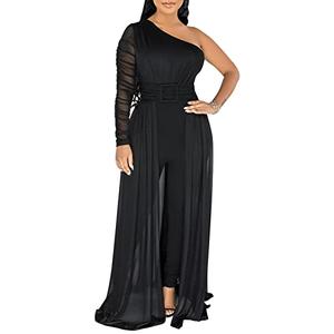 chicyes Women's Jumpsuits Dressy Date Night Rompers Long Sleeve Bodycon Pants Birthday Party Outfits Clothes Black, Medium 