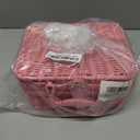 Mini Wicker Picnic Basket, Decorative Prop Suitcase Vintage Storage Hamper Makeup Organizer, Metal Lock Rattan Storage Box with Handles for Sundries Travel Camping and Outdoor Party (Brown, L+S)