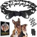 PetJett Prong Collar for Dogs - No Pull Choke Collar for Dogs, Pinch Collar for Dog Adjustable Safety Dog Training Collar for Small Medium Large Breed - Durable Stainless Steel Metal Choker Chain (Medium: 16 - 18" / 50 lbs, Full Black)