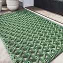 DEXI Front Door Mat Outside Entrance, 19x30 Welcome Rubber Doormat Waterproof, Drainage Heavy Duty Entry Mats with Non Slip Backing, Low Profile Dirt Trapper for Patio Entryway, Green