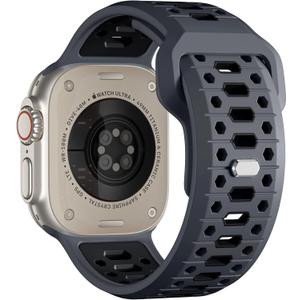 Maledan Compatible with Apple Watch Ultra 2 & Ultra 3 Band 49mm for Men, iWatch Bands Series 10 46mm, 45mm Series 9 8 7 SE 44mm Series 6 5 4 42mm Series 3, Silicone Sport Strap for Apple Watch Ultra Accessories (Anthracite/ Black)