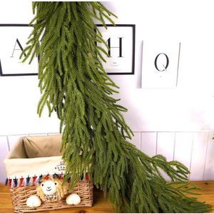 Pine Garland Realistic Christmas DeluXe Norfolk Pine Garlands Artificial Greenery FauX Norfolk Garland Garlan Pine, 2 Pcs, 60''