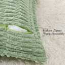 decorUhome Decorative Sage Green Throw Pillow Covers 18x18 Set of 2 with Splicing, Boho Soft Neutral Corduroy Broadside Twill Pillow Covers for Couch Bed Sofa Living Room