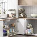 Under Sink Organizer Kitchen - Bathroom Organizers and Storage 2 Tier, Mute Pull Out Cabinet Organizer and Storage Shelves, Slide out Kitchen Organization with Track for Pantry, Grey (Double Layer)