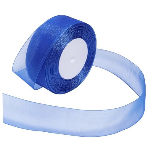 Loomesh Royal Blue Ribbon for Gift Wrapping 1-1/2 inch Sheer Organza Ribbon for Flower Bouquet Tulle Chiffon Ribbons for Wedding Invitations Christmas Decorations Crafts 50 Yards