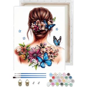 TCDZMYGS Paint by Numbers Kit for Adults Beginner,Butterfly Woman Paint by Number Kits with Frame,DIY Acrylic Oil Painting by Numbers for Home Wall Decor 9.5 x 11.8 inch