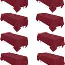 8 Pack Burgundy Tablecloth 60 x 102 Inch Rectangular Table Cloth for 6 Foot Rectangle Tables, Wrinkle Resistant Washable Polyester Fabric for Holiday Buffet Wedding Party Banquet