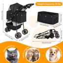 Pet Stroller,Dog Stroller for Small Medium Dogs Cats,3 Wheels,Foldable,with Breathable Mesh Canopy,Cup Holders,Easy Assembly,Black