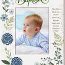 YLOLUL Baptism Picture Frame for Baby Boys and Girls Baptism Photo Frames Baptism Wooden Picture Frame Christening Gifts Baptism Gift for Infant Baby Shower Kids Children Godchild Religious (blue)