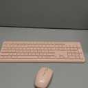 Wireless Keyboard and Mouse Combo, Full Size Silent Ergonomic Keyboard and Mouse, Long Battery Life, Optical Mouse, 2.4G Lag-Free Cordless Mice Keyboard for Computer, Mac, Laptop, PC, Windows(Pink)