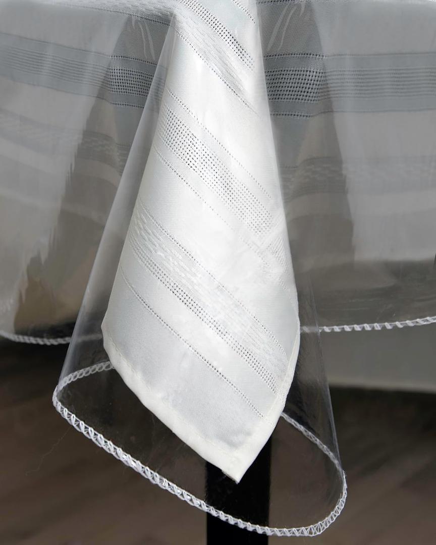 BRODER MFG. INC. Tablecloth Protector Crystal Clear Vinyl (60"x90" Oval) | Thick, Durable Clear Table/Tablecloth Protector | Perfect for Parties, Special Occasions, Gatherings, and Everyday Use