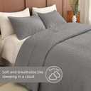 Lady Ann Gray Oversized King Bedspread 128x120, 3Pcs Extra Large Farmhouse Lightweight King Quilt Bedding Set Soft Quilted Leaves Pattern Printed Bedspreads for All Season