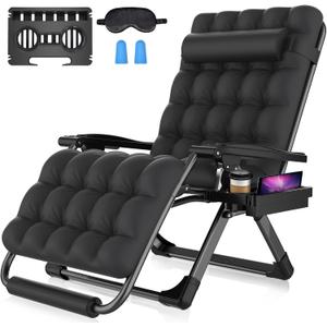 Suteck Oversized Zero Gravity Chair,33In XXL Lounge Chair w/Removable Cushion&Headrest, Reclining Camping Chair w/Upgraded Lock and Footrest, Reclining Patio Chairs Recliner for Indoor Outdoor,500LBS
