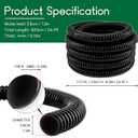 Pond Tubing 1.5 Inch 1-1/2'' Diameter, 26.9 ft Long Corrugated Flexible Hose Pipe with Clamps Pipe Fittings, Pool PVC Tube for Garden Ponds Waterfalls Camping Caravans Filters Drainage Marine