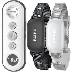 PATPET Shock Collar for Dogs(10-120lbs), 4000ft Rechargeable IPX7 Waterproof Training Collar with Remote for 2 Dogs- Electric Dog Collar for Small Medium Large Dogs 2 Packs