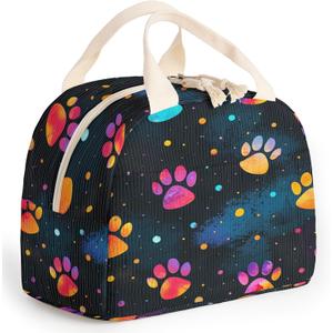 Insulated Lunch Box for Women and Men,Corduroy Lunch Bag for Work,Leakproof Adults Cooler Tote Bag for Offices,Picnic,Travel,Outdoor (Cat's Claw)